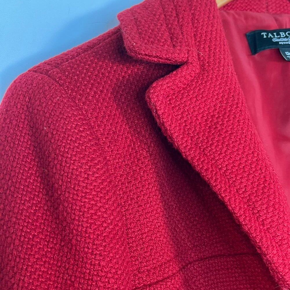 Talbots Red Wool Blend Pique 3-Button Suit Jacket Womens 12 Petite - Picture 6 of 14
